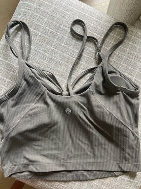 lululemon athletica Grey Ribbed Strappy Sports Bra